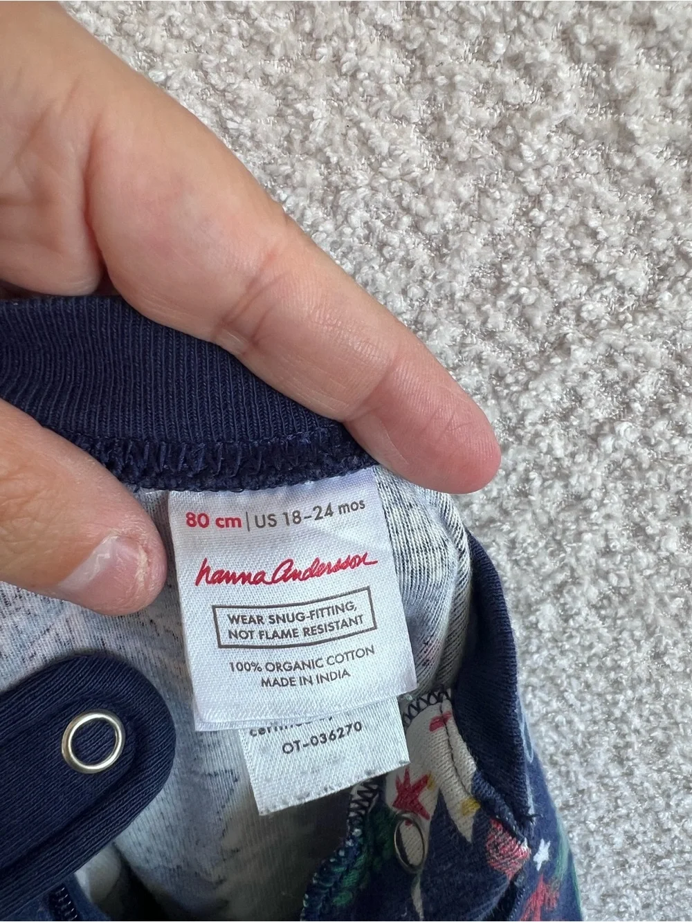 Hanna Andersson Infant Blue Winter Christmas Zipper‎ Pajamas Size 18-24 Months